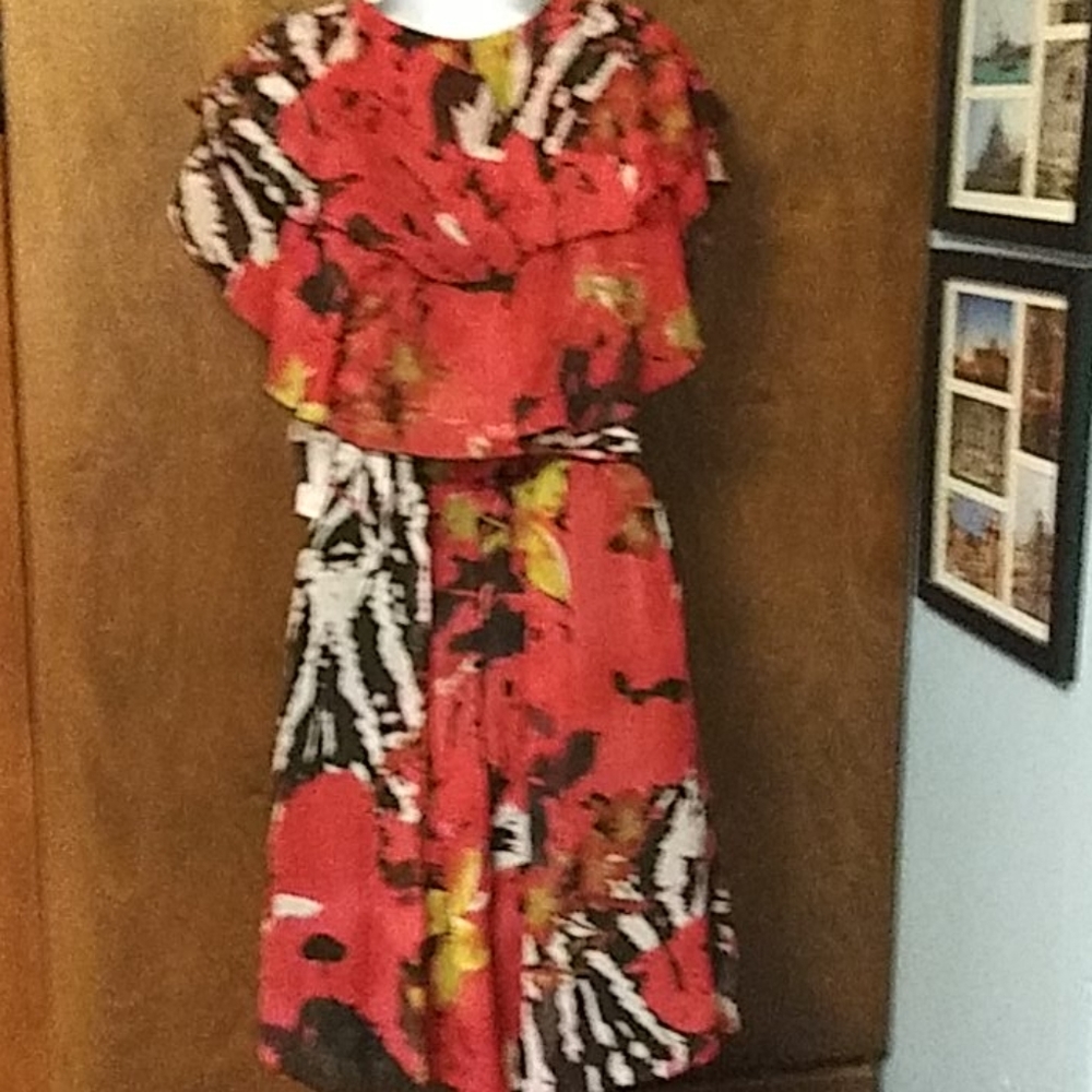 NWT MISS SIXTY-RED Multi-colored Ruffled Dress - Picture 10 of 11